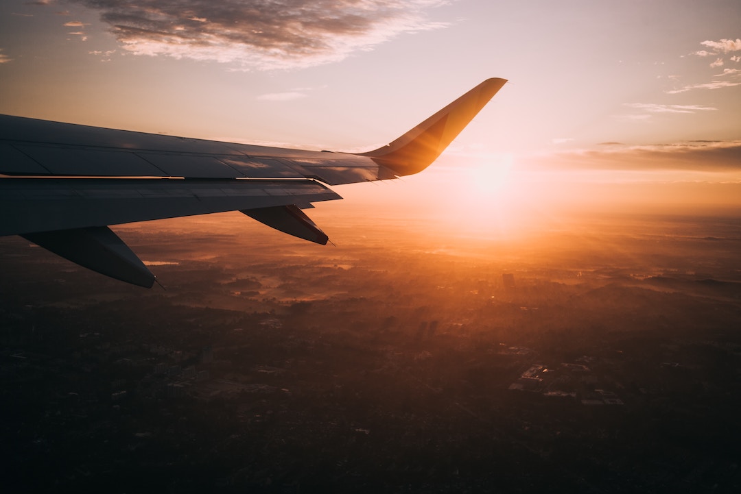 夕方の飛行機からの景色