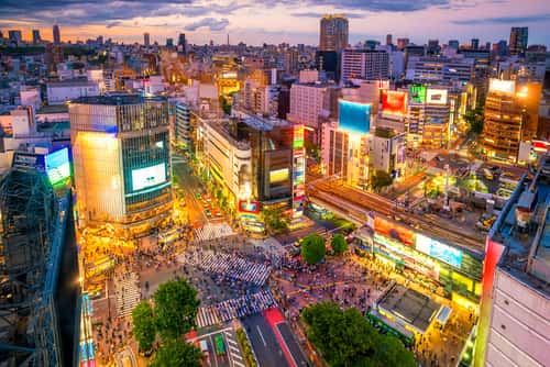 日本の渋谷の空撮