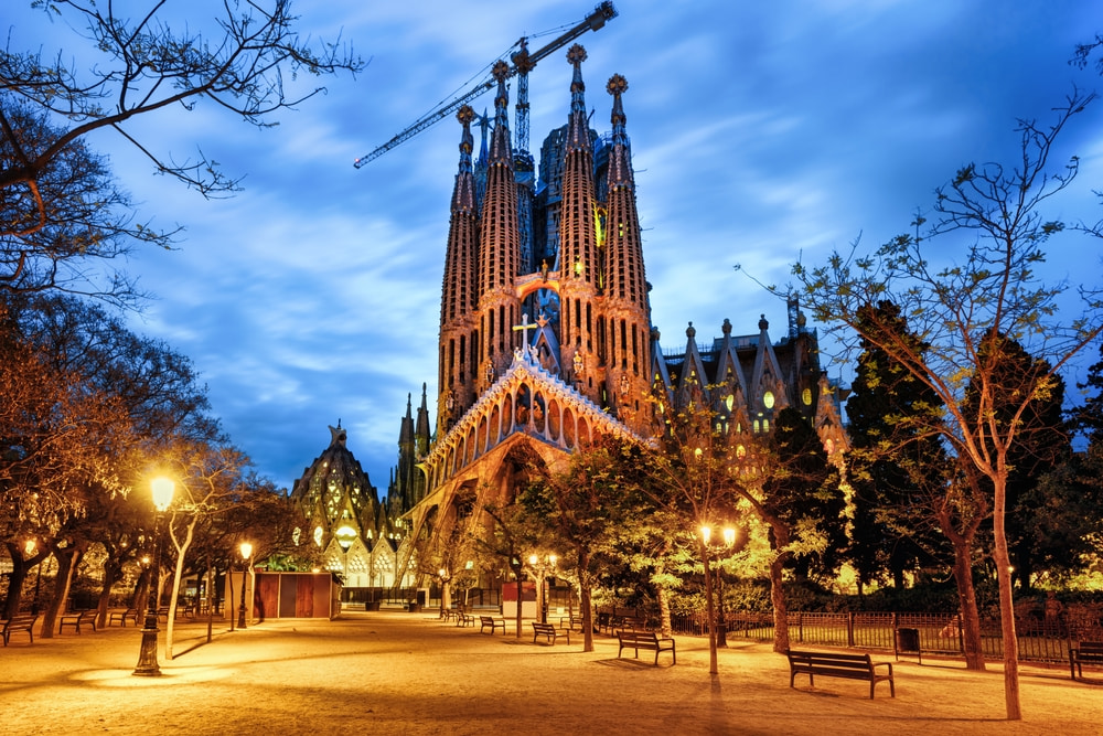 The Illuminated Sagrada Familia in Spain