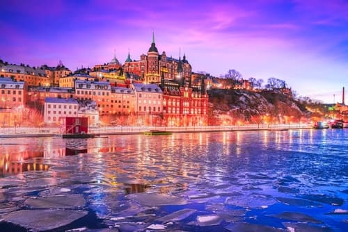 スウェーデンのストックホルムの夕焼け