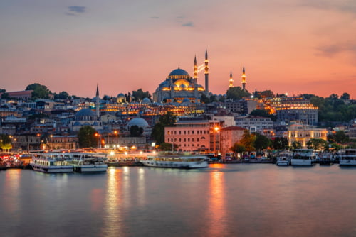 トルコのイスランブールの夕焼け