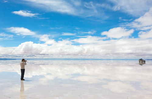 與Bolivia_Small烏尤尼鹽沼的鏡面風景合影