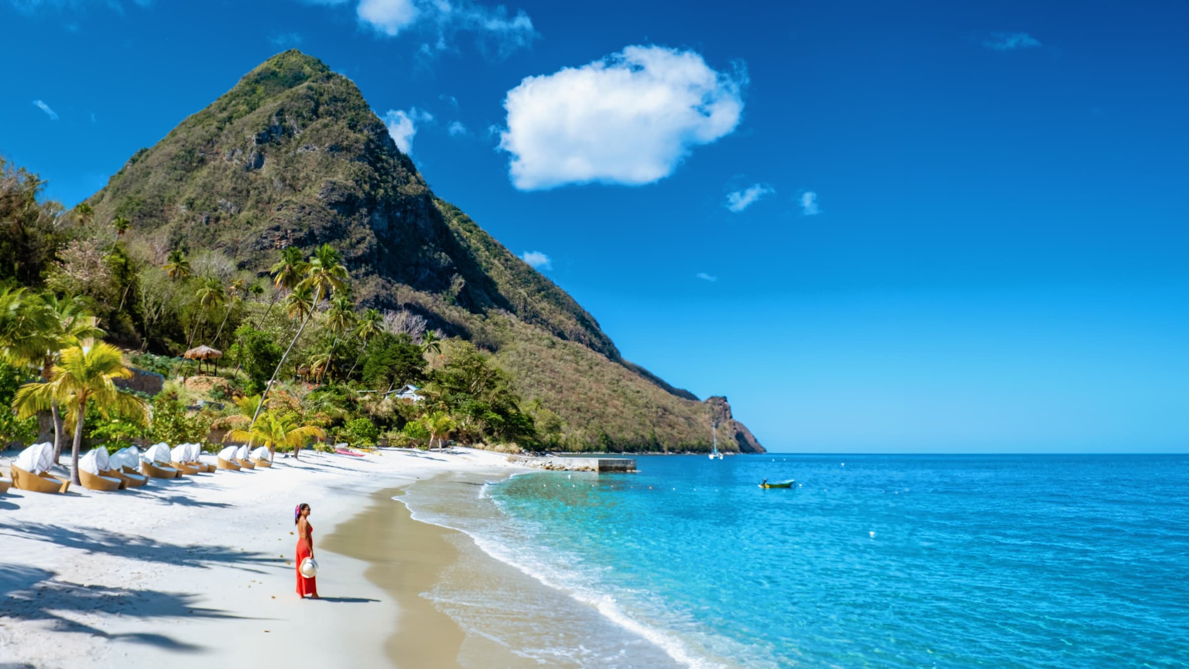 beach and vacation at the tropical Island of Saint Lucia Caribbean